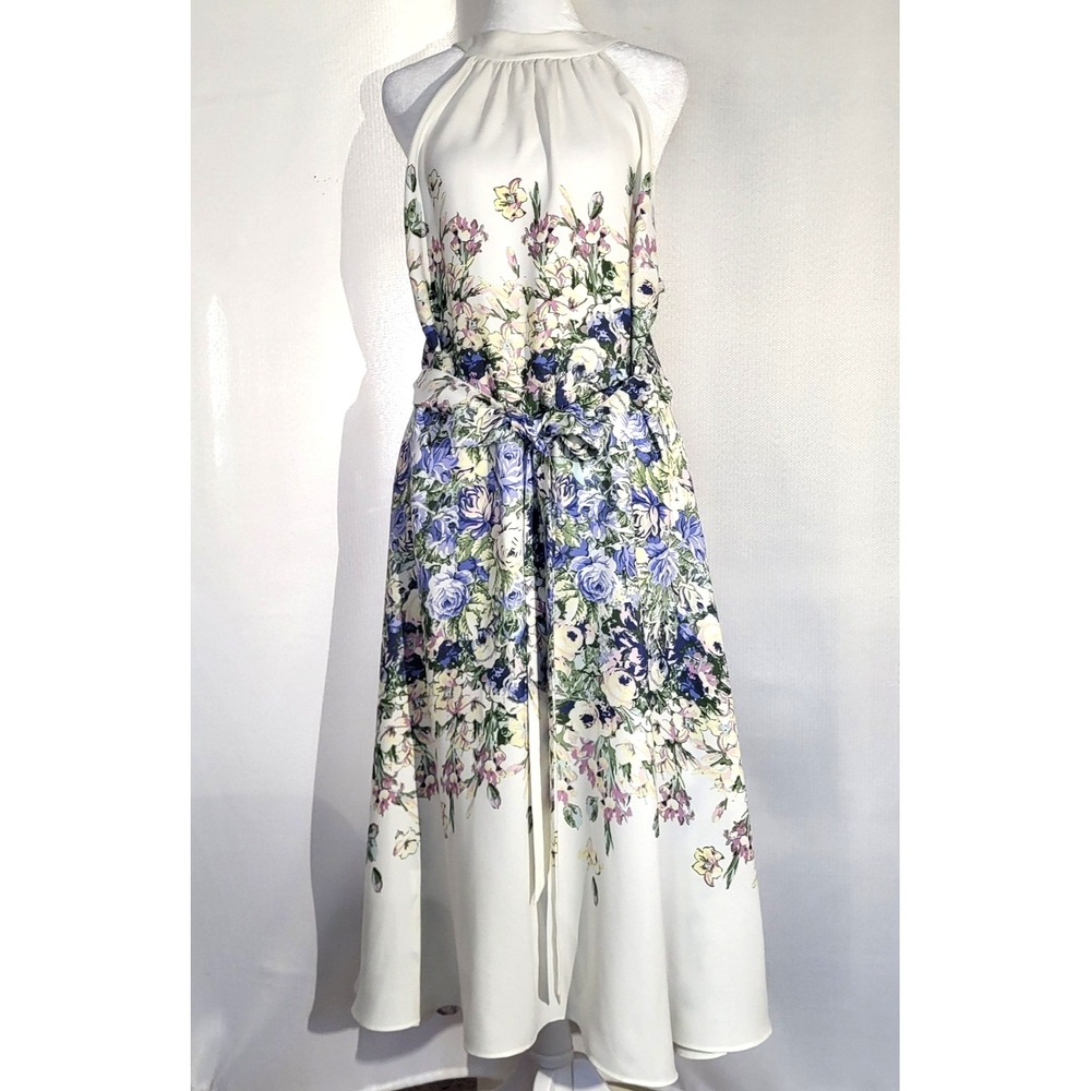 DN Design Women's 18W Halter Floral Flowy Midi Dress Summer Garden Wedding